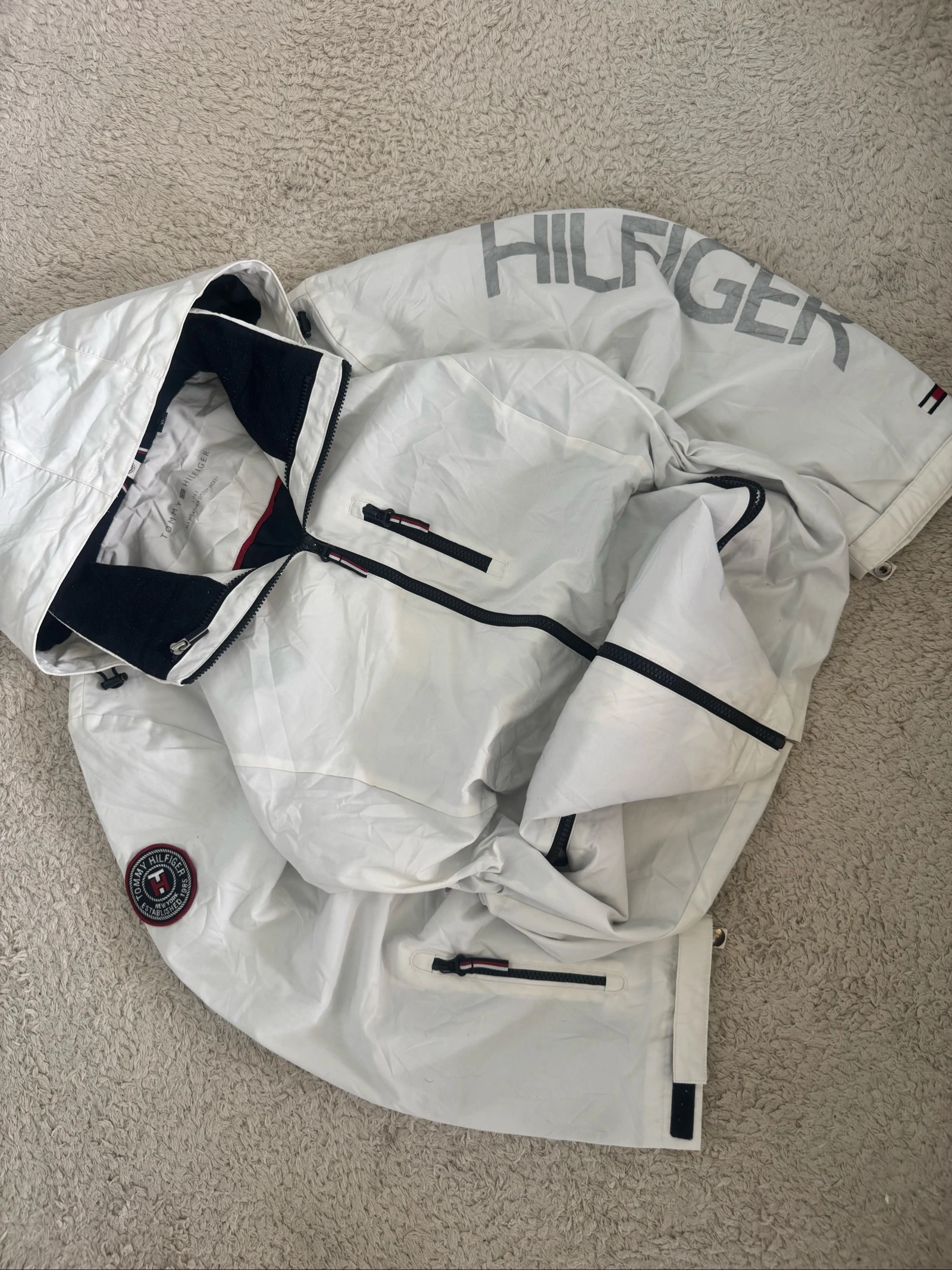 Tommy Hilfiger Vintage Y2K Dames Capuchon Windjack Zeiljas Wit XL – photo 2